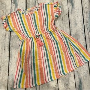 Jessica Simpson Multicolor Striped Short Sleeve Dress tie waist & cuffed sleeves